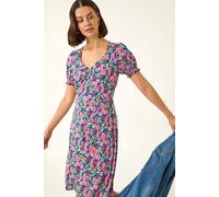 Roman Women's Floral Print Ruched Dress in Rose | Size: 12 Roman Rose 12