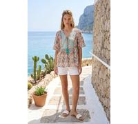 Roman Women's Floral Print Tassel Neck Top | Size: 12 Roman Multicolor 12