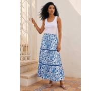 Roman Women's Floral Print Tiered Skirt in Blue | Size: 18 Roman Blue 18