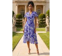 Roman Frill Dress for Women UK Ladies Summer Wrap Chiffon Frill Hem Layered Belted Midi Maxi Tiered Cape Special Occasion Fit & Flare Wedding Guest Swing Skater