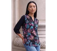 Roman Women's Floral Puff Print Stretch Shirt in Black | Size: 10