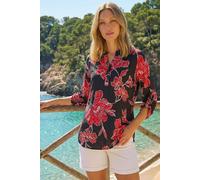 Roman Shirt for Women UK Ladies Top Collarless Blouse Stretchy Tunic Smart Casual Autumn Winter Jersey 3/4 Length Sleeve Notch V Neck Flattering Office Work