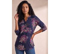 Roman Shirt for Women UK Ladies Top Collarless Blouse Stretchy Tunic Smart Casual Autumn Winter Jersey 3/4 Length Sleeve Notch V Neck Flattering Office Work - Cerise - Size 20