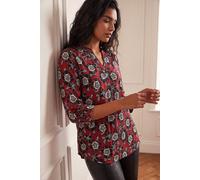 Roman Women's Floral Puff Print Stretch Shirt in Orange | Size: 16 Roman Orange 16