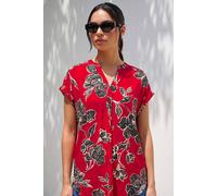 Roman Women's Floral Puff Print Stretch Top in Red | Size: 12 Roman Red 12