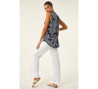 Roman Women's Floral Puff Print Stretch Vest Top in Navy | Size: 12 Roman Navy 12