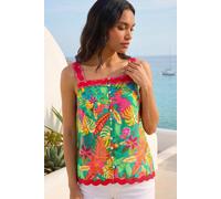 Roman Women's Floral Ric Rac Cami Top in Green | Size: 10