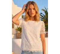 Roman Women's Floral Stretch Lace Top in Ivory | Size: 18 Roman Ivory 18