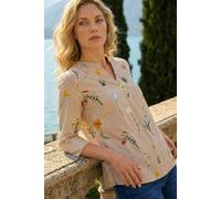 Roman Women's Floral Stripe Pleated Top in Taupe | Size: 18 Roman Taupe 18