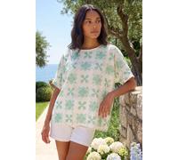 Roman Women's Floral Textured Buttoned Back Top in Off-White | Size: 10 Roman Off-White 10