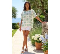 Roman Women's Floral Textured Buttoned Back Top in Off-White | Size: 10 Roman Off-White 10