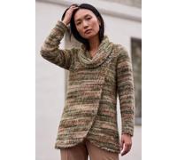Roman Women's Fluffy Cowl Neck Snit Tunic Top in Khaki | Size: 18
