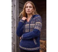 Roman Women's Fluffy Nordic Pattern Hooded Jumper in Navy | Size: 14