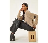 Roman Women's Fluffy Star Knit Jumper in Beige | Size: 14 Roman Beige 14