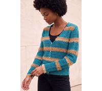 Roman Women's Fluffy Stripe Knit Cardigan in Teal | Size: 20 Roman Teal 20