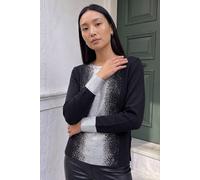 Roman Women's Foil Print Crew Neck Knit Jumper in Black | Size: 16 Roman Black 16