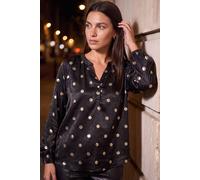 Roman Women's Foil Spot Button Top in Black | Size: 20