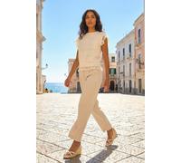 Roman Women's Frill Lace Knitted Top in Cream | Size: Large Roman Cream L