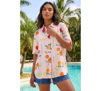 Roman Women's Fruit Print Collared Shirt in Light Pink | Size: 18 Roman Light Pink 18
