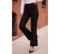 Roman Originals Bootleg Trouser for Women UK Ladies Bootcut Stretch Flared Bengaline Long Full Length Winter Pull-On Elasticated Waist Casual Smart Work Office Soft Flattering - Black - Size 14