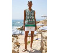 Geo Print Border V-Neck Vest Roman Green 14