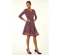 Geo Print Lace Stretch Dress Roman Wine 18