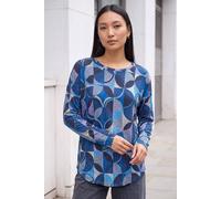 Roman Women's Geo Print Snit Top in Navy | Size: 16 Roman Navy 16