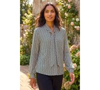 Roman Women's Geo Print Tie Front Tunic Top in Green | Size: 16 Roman Green 16