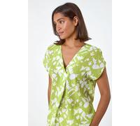 Geometric Crinkle Textured V-Neck Top Roman Lime 10
