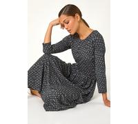 Roman Originals Maxi Dress with Pockets for Women UK Ladies Stretchy Jersey Midi Elasticated Gathered High Waist Skater Swing Fit Flare Office Work Smart Casual Boho - Grey - Size 10