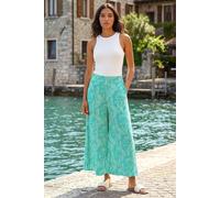 Roman Originals Geometric Print Cullotte Trousers for Women UK - Ladies Everyday Holiday Spring Summer Comfy Soft Evening Vacation Work Party - Mint - Size 12