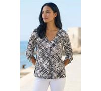 Roman Women's Geometric Print Pleat Front Top in Ivory | Size: 12 Roman Ivory 12