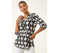 Roman Women's Geometric Print Stretch Blouse in Black | Size: 14 Roman Black 14