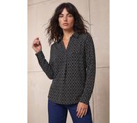 Roman Women's Geometric Puff Print Stretch Shirt in Grey | Size: 12