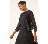 Roman Women's Glitter Sequin Lace Top in Black | Size: 14 Roman Black 14