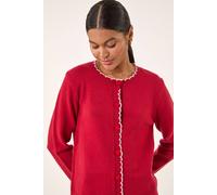 Roman Women's Heart Button Scallop Edge Cardigan in Red | Size: 14 Roman Red 14