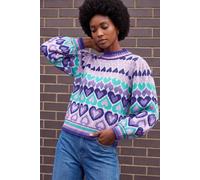 Roman Women's Heart High Neck Knit Jumper in Lilac | Size: 12