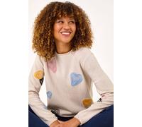 Roman Originals Women Embroidered Embellished Jumper - Ladies Round Neck Long Length Pretty Smart Casual Workwear Office Knitwear Sweatshirt Pullover