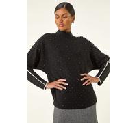 Hotfix Blanket Stitch Knit Jumper Roman Black One Size