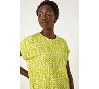 Roman Originals Snake Print Bubble Hem Top for Women UK - Ladies Spring Summer Blouson Round Neckline Comfy Soft Evening Vacation Work Party Night Out Everyday - Ikat Lime - Size 12