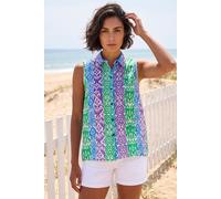 Roman Women's Ikat Print Button Blouse in Blue | Size: 20