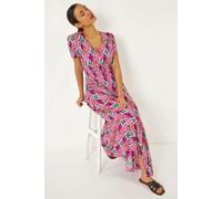 Roman Women's Ikat Print Button Through Maxi Dress in Pink | Size: 10 Roman Pink 10