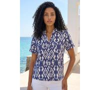 Ikat Print Linen Mix Shirt Roman Navy 16