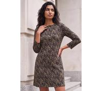 Roman Women's Jacquard Leaf Dress in Khaki | Size: 20
