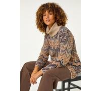 Roman Women's Jacquard Pattern Turtle Neck Knit Jumper | Size: 16 Roman Multicolor 16