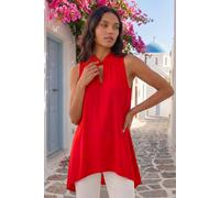 Roman Women's Keyhole Front Stretch Top in Red | Size: 12 Roman Red 12