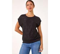 Roman Women's Lace Panel Stretch Jersey Top in Black | Size: 10 Roman Black 10