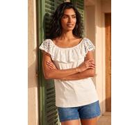 Roman Women's Lace Trim Bardot Top in Ivory | Size: 20 Roman Ivory 20