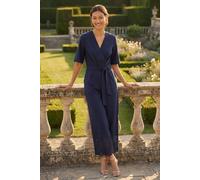 Roman Women's Laser Cut Hem Wrap Front Jumpsuit in Navy | Size: 10 Roman Navy 10