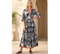 Roman Women's Leaf Border Print Maxi Dress in Black | Size: 16 Roman Black 16